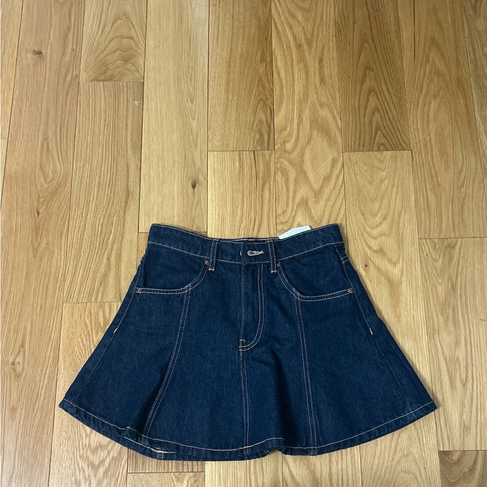 Zara Dark Blue Denim Flared Mini Skirt